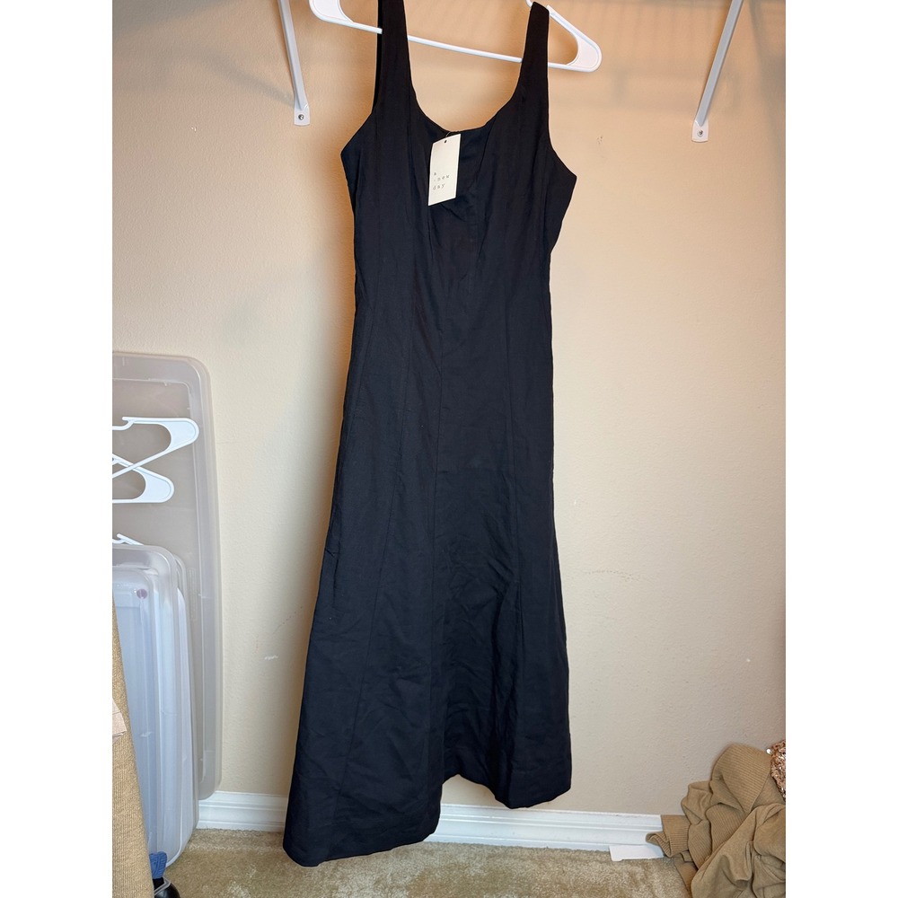 A New Day Women Black Sleeveless Scoop Neck Midi Fit & Flare Dress NWT Size M